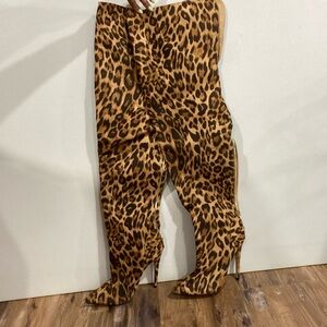 Cheetah print thigh high stilettos